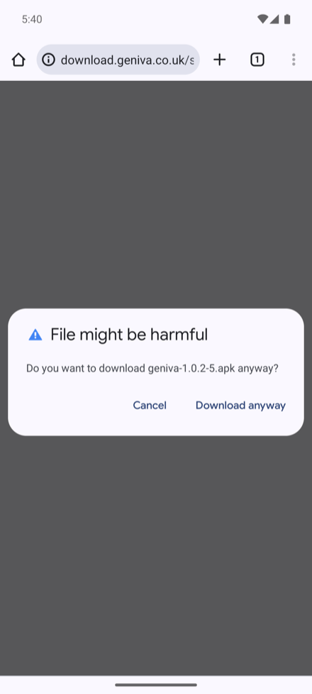 Chrome asking to confirm the Geniva download