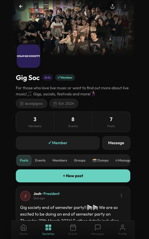 The Gig Soc society page